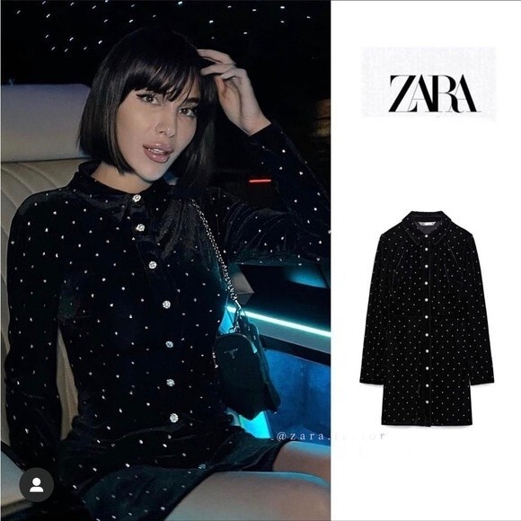 ZARA SPARKLY VELVET DRESS - Picture 1 of 7